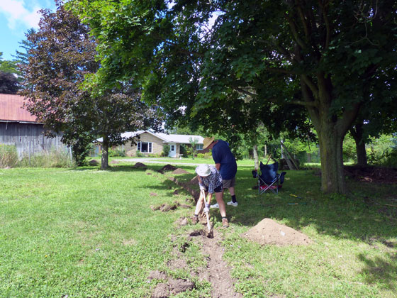Trenching a waterline to the garden