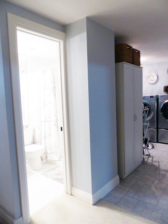 Storage bumpout for the basement bathroom