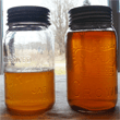 Jars of homemade maple syrup