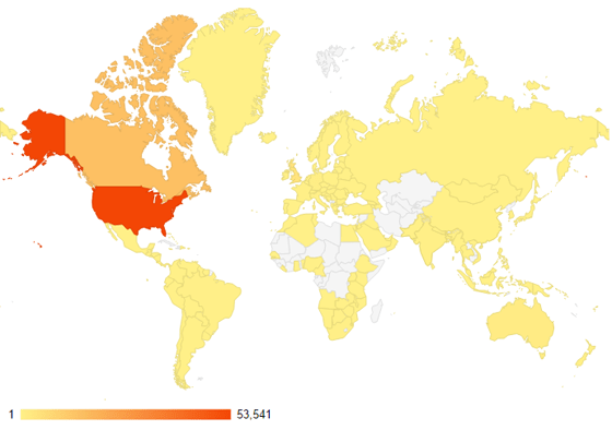 Visitors to my blog by country