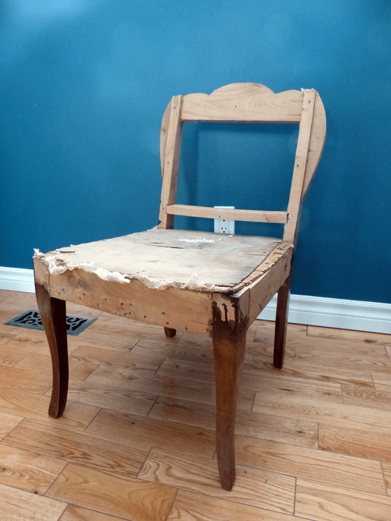 Wood frame of a slipper chair