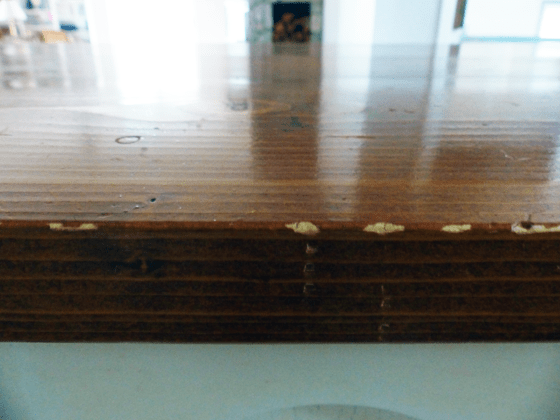 Chips in the edge of a wood countertop