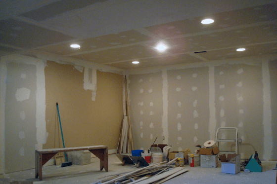 Installing drywall in the basement