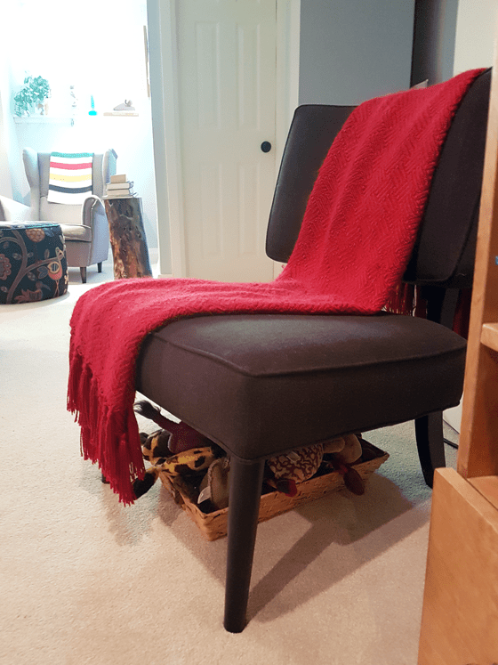 Chair with red throw