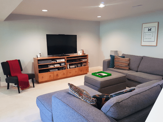 Basement TV area after