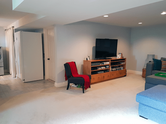 Basement TV area after