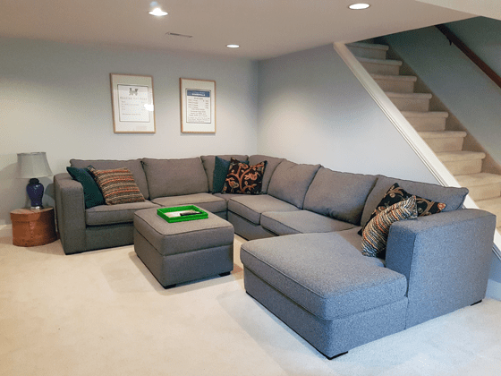 Basement TV area after