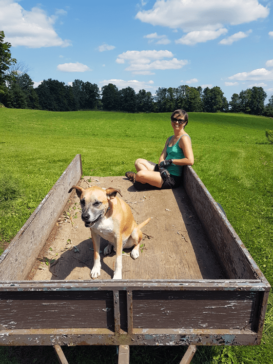Baxter and I having a trailer ride