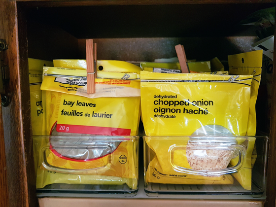 How to organize bags of spices