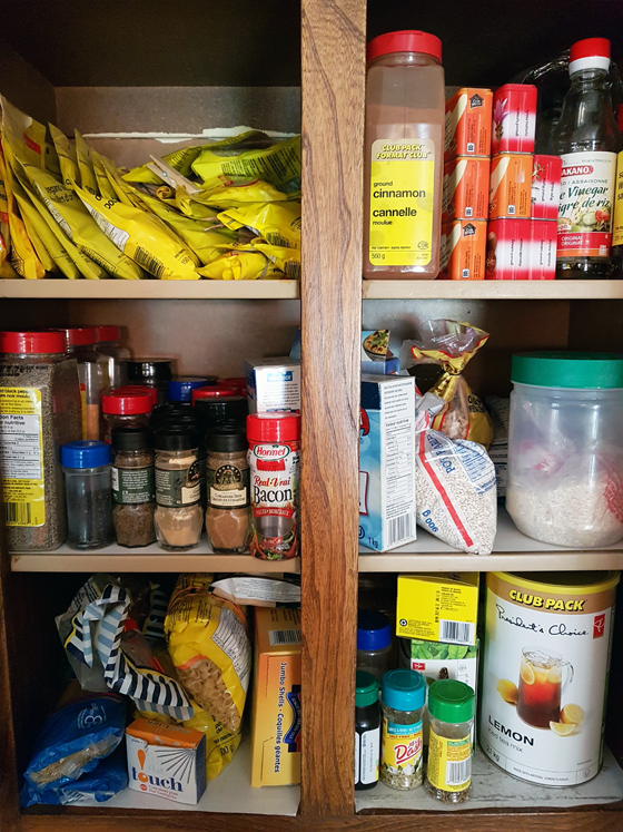 Disorganized spice cabinet