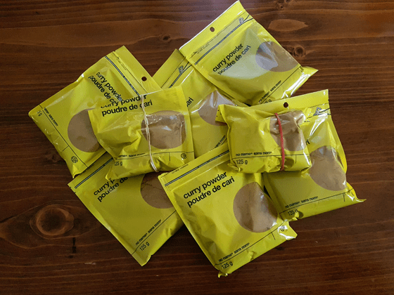 Bags of curry powder