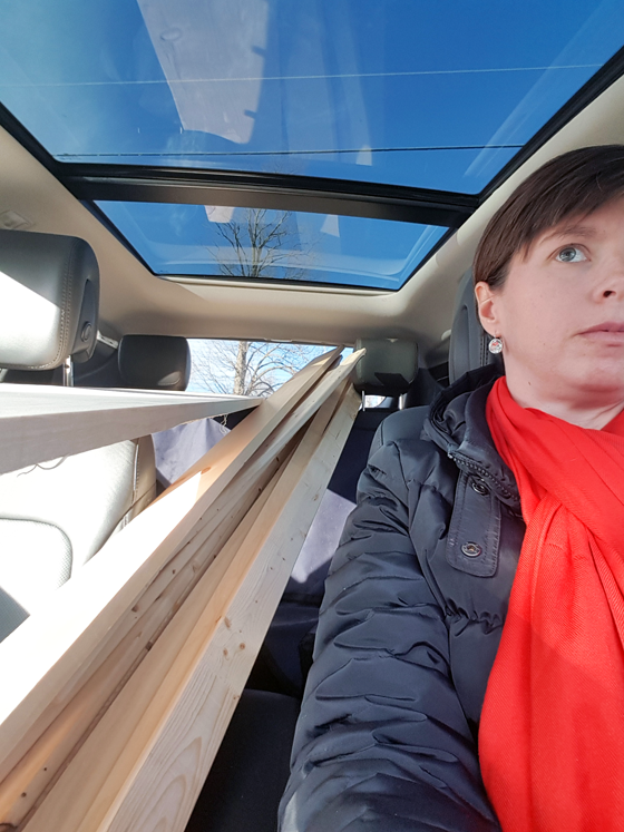 Car loaded with lumber