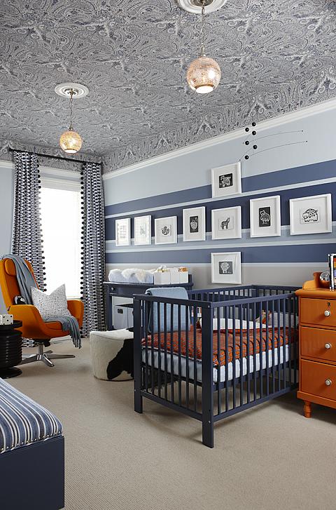 Orange and blue nursery by Sarah Richardson