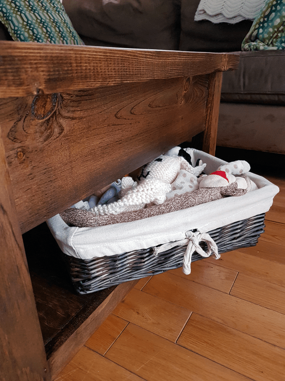 Toy storage under the coffee table