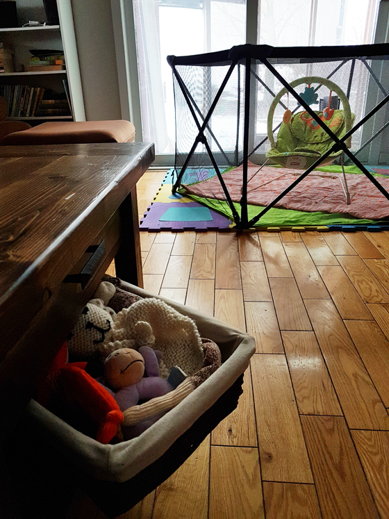 Toy storage under the coffee table