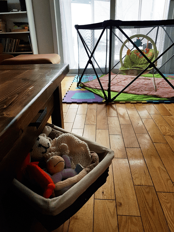 Toy storage under the coffee table