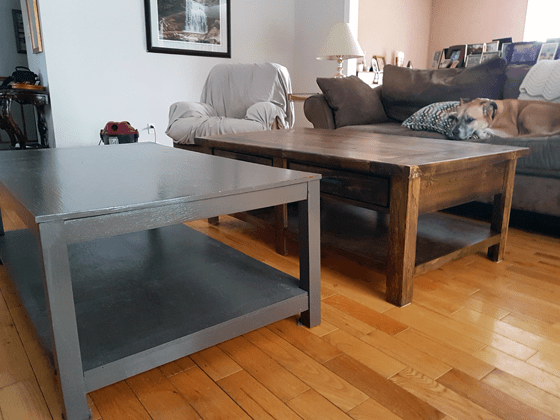 Comparing our old and new coffee tables
