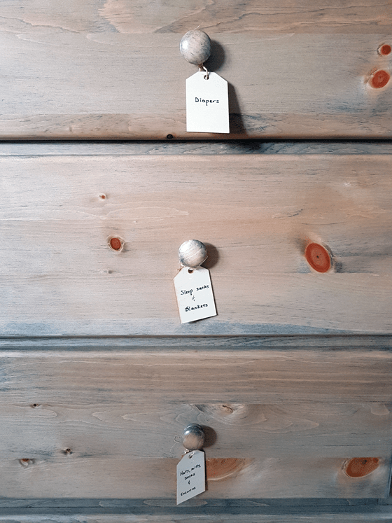 Wood tags to label dresser drawers