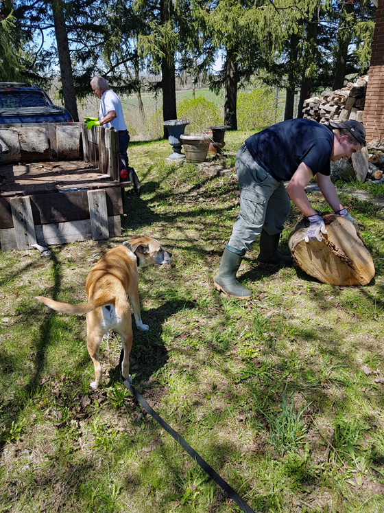 Matt unloading firewood