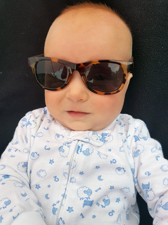 Baby wearing sunglasses