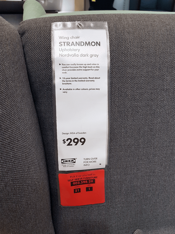 Ikea Strandmon pricetag