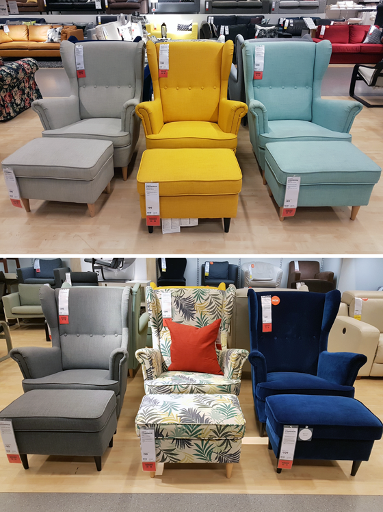 Ikea Strandmons in the store