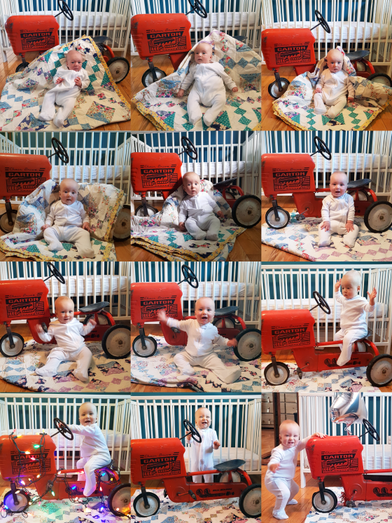 Collage of 12 months of baby photos