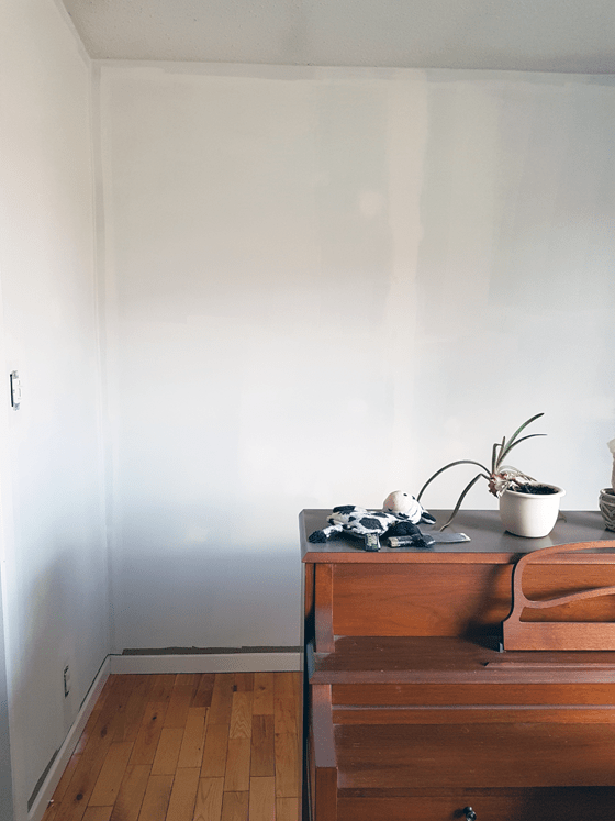 Primed walls in the dining room