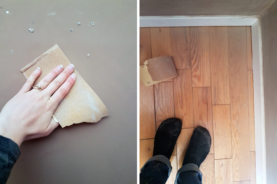 Sanding rough dirty drywall