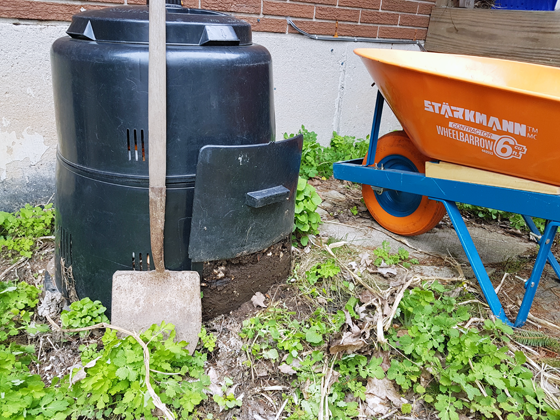Emptying the backyard composter