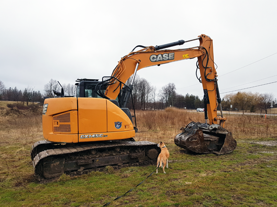 Baxter surveys the backhoe