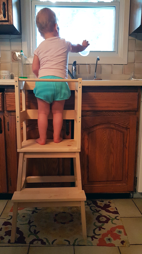 DIY learning tower from Ikea Bekvam stool