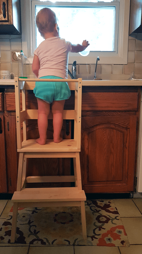 DIY learning tower from Ikea Bekvam stool