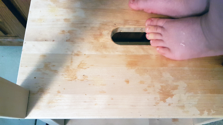 Water spill on the Ikea Bekvam