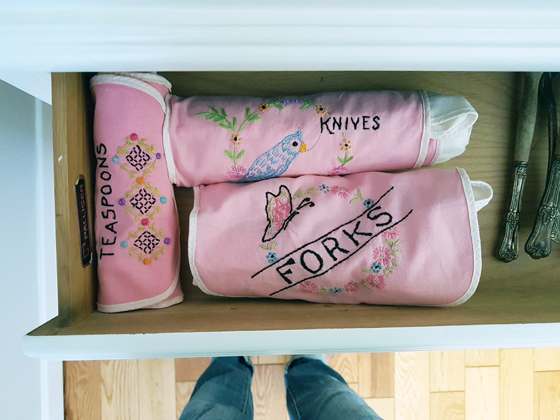 Rolled cutlery holders