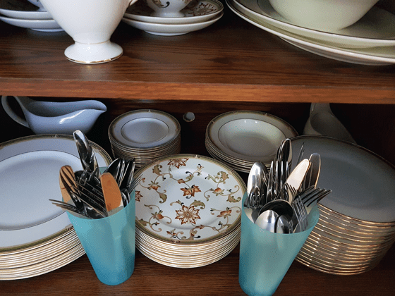 Cutlery stored in plastic cups