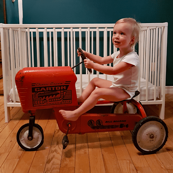 Ellie on the tractor on her 2nd birthday