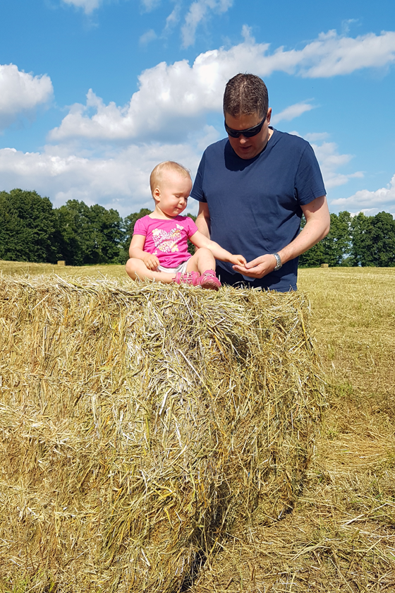 Matt and Ellie with the hay