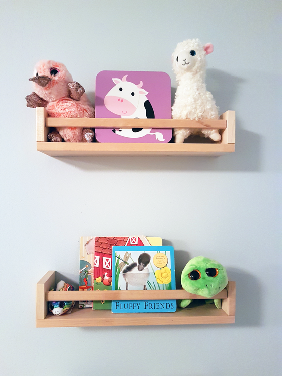 Toddler reading nook with spice rack bookshelves