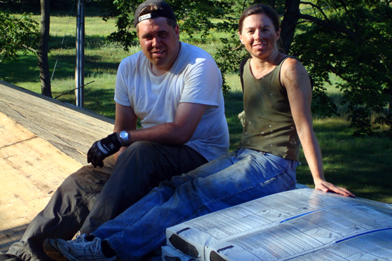 Matt and me shingling the roof