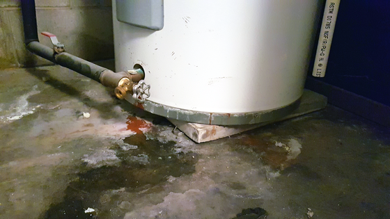 Leaking hot water tank