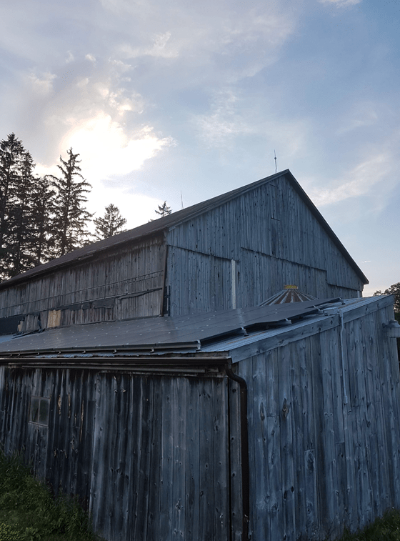 Solar panels on the barn roof