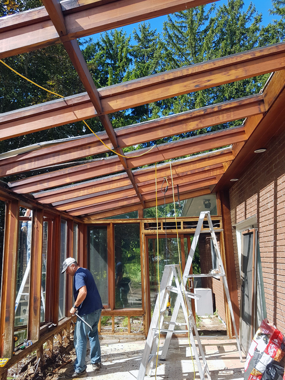 Demoing the sunroom
